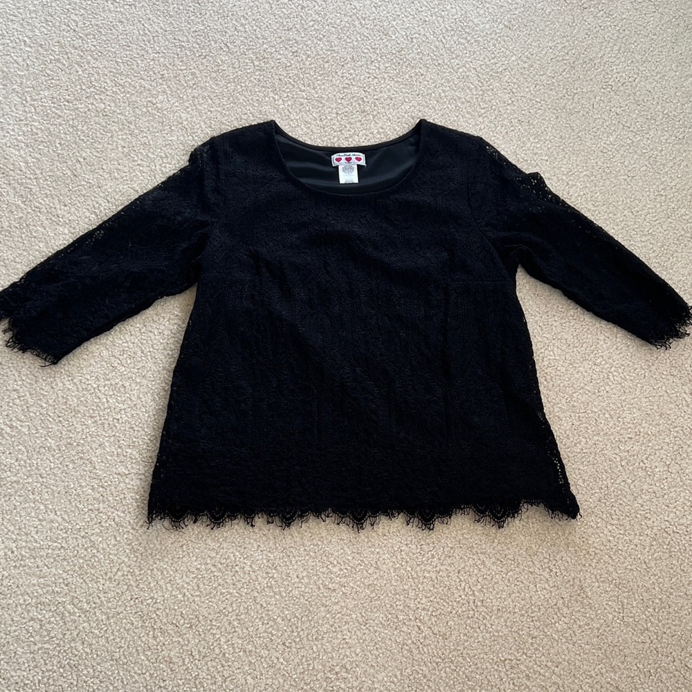 Three Pink Hearts Black Dressy Top women’s size extra large